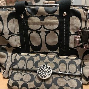 Coach Black Canvas Purse and matching wallet